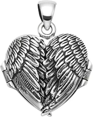 Sterling Silver Angel Wings Locket Pendant W/Bail • $35