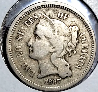 $0.99 • Buy 1867 Three 3 Cent Nickel Pieces United States Coin