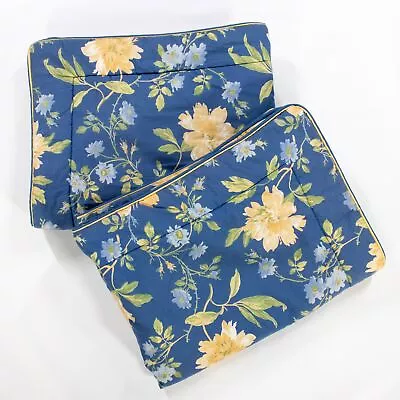 Laura Ashley Emilie Pair Standard Pillow Sham Cover Blue Yellow Floral Flowers • $25.48