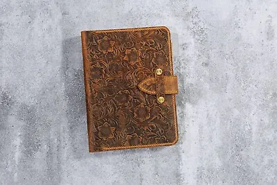 £54 • Buy Tooled Leather A5 6 Ring Binder Planner , Real Leather Refillable Travel Journal