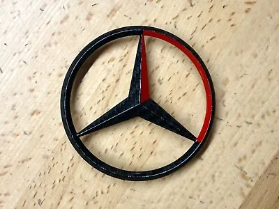 Mercedes C-Class W203 Sedan 01-07 Red & Carbon Fiber Effect Rear Star Emblem OEM • $107