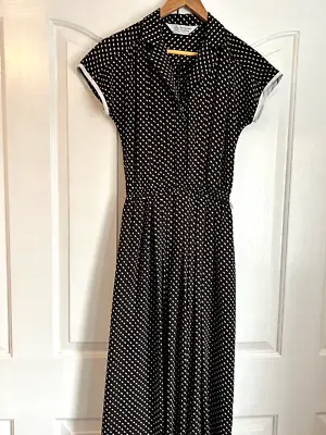 Vtg Medium Horrockses Dress Geometric Elasticated Waist Full Skirt Grannycore  • £89.90