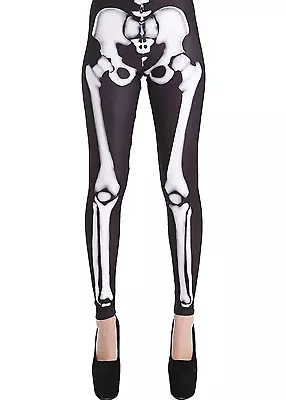 £12.95 • Buy Pamela Mann Skeleton Bone Print Leggings Black And White Gothic Halloween