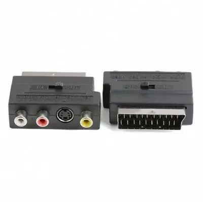 3 Rca And S-vhs Composite Video To Scart Adapter Input Output Switch Selector • £3.99