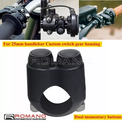 For 25mm 1  Bars 2 Button Hand Control Momentary Switch Black Housing Motorcycle • $20.99