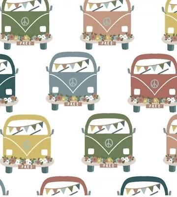  Live Your Adventure  Travel VW Bus Van Life Fabric-100% Cotton•1yd• BTY•Fast  • $13.99