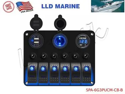$50.95 • Buy Toggle Switch Panel Circuit Breaker 6 Gang ON OFF Boat Marine RV Truck Camper