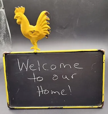 Rooster Chalkboard For Kitchen Memo Board 6 1/2  Yellow Two-Sided Vintage Look • £12.54