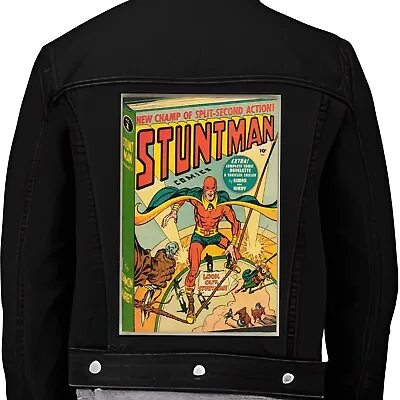 Stuntman Comics Vintage Superhero Comic Book Iron On Coat Back Patch Stunt Man • £11.95