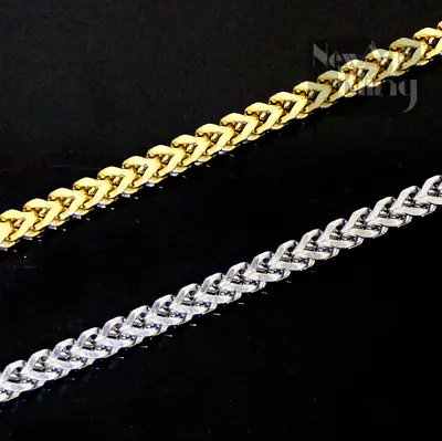 Franco Chain Gold Plated Stainless Steel Foxtail 18 -24  Solid Necklace 2.5-5mm • $11.30