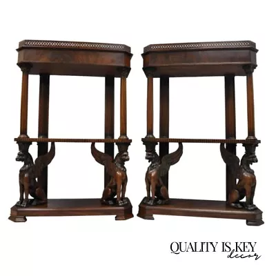 Pair Of Mahogany Regency Style Carved Griffin Bookcase Curio Stands Horner Style • $20000