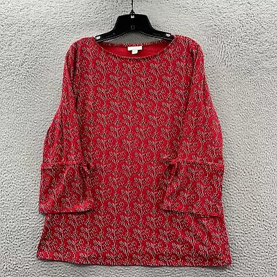 J Jill Blouse Womens Small Top Floral Long Sleeve Red • $12.95