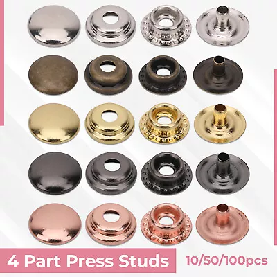 Snap Fasteners 10mm Press Studs Button DIY Leather Craft Heavy Duty 10/50/100pcs • £2.99