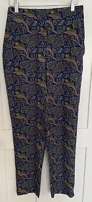 J.Crew Full Length Comfort Navy Leopard Botanical Cheetah Tropical Silk Pants 0 • $65