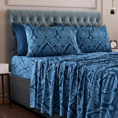 Deep Pocket 6 Piece Bed Sheets Set 1800 Series Luxury Comfort Paisley Sheet Set • $27.44