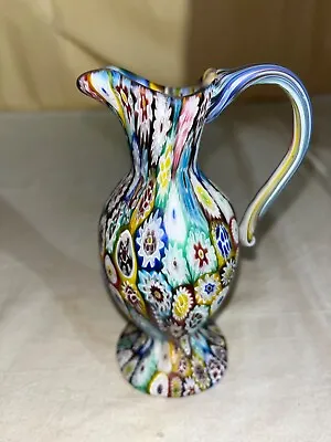 Italian Murano Millefiori Ewer/Pitcher-Fratelli Toso Venetian Mid Century Modern • $105