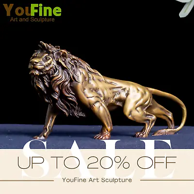 Bronze Lion Statue Antique Lion Sculpture Home Decor Luxury Ornament Craft • $219