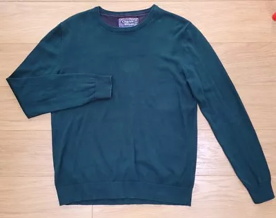 Mens CHARLES WILSON Cotton Crew Neck JUMPER Size L Chest 42  DARK GREEN • £8.50