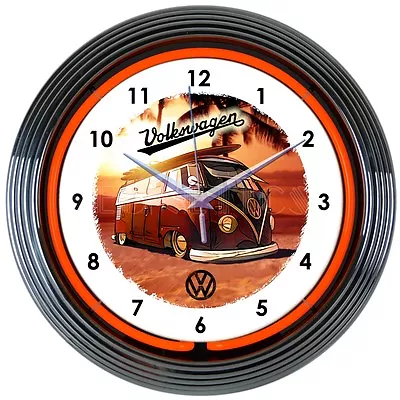 Volkswagen Bus VW Neon Clock - Beetle - Split Window - Iconic - VDUB - Retro • $89.97