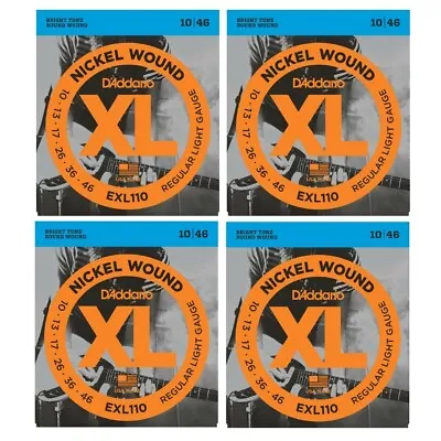 4 SETS D'Addario EXL110 Electric Guitar Strings Nickel Regular 10-46 • $21.95