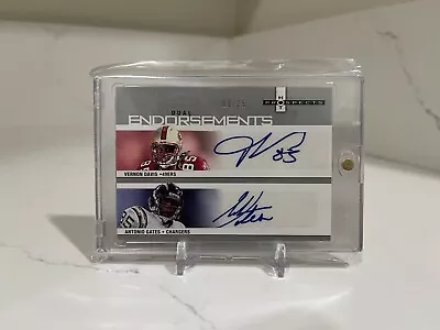 2006 Fleer Hot Prospects Dual Endorsements Vernon Davis Antonio Gates /25 Auto • $100