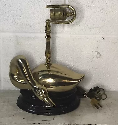 Vintage MCM Mid Century Brass Swan Lamp Goose Figural Table Accent No Shade • $39.95