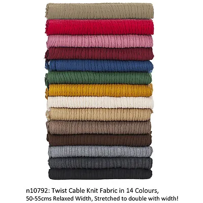 £8.99 • Buy Cable Knit Rib Fabric,Sweater Style Knitted Jersey Dressmaking 14 Colors,Neotrim