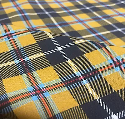 Cotton Fabric - Cornish Tartan Yellow - Digital Print Craft Fabric Material • £7.99