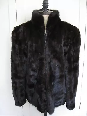 Black Mink Fur Coat Jacket Zip Up Bracelet Cuff Full Hides Size S • $249.99