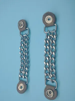 Set 2 VTG Quality Leather Motorcycle Vest Extender Biker Chrome Double Chain • $10