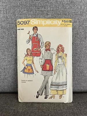 Vintage Simplicity 5097 Unisex BBQ Cottage Apron W Transfer Pattern 1970s UNCUT • $10.99