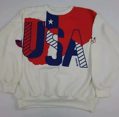 Vintage Adidas Olympic Team USA Big Print Sweatshirt Vtg 80s Sport Athletic Rare • $149.99