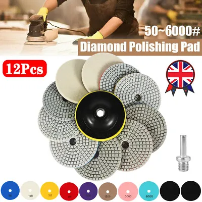 £12.99 • Buy New 12pcs Diamond Polishing Pads Wet Dry 4 Inch Set Kit For Concrete Marble Tile