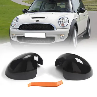 Pair Side View Manual Mirror Cover Caps For Mini Cooper R55 R60 Glossy Black • $39.99