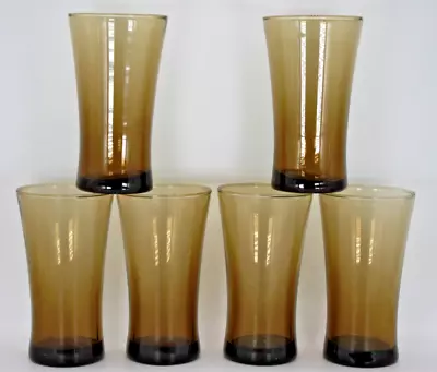 LIBBEY Tawny Linden Mocha Smoke Topaz 6 Glasses CIRCA 1980s • $52