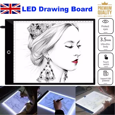 A4 LED Light Tracing Drawing Board Box Stencil Tattoo Copy Artist Craft Gift Pad • £11.89