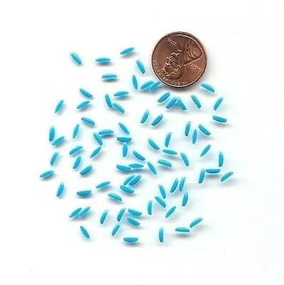 100 VINTAGE TURQUOISE ACRYLIC 5x1mm. SMOOTH DOMED NAVETTE CABOCHONS T593 • $1.49