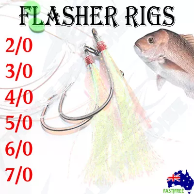 Yellow Snapper Snatchers Rigs Flasher Circle Hooks Fishing Lure Paternoster Lumo • $13.95