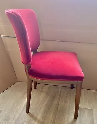 Vintage 1950'sMid Century Chair.Red Velvet Upholstery.generous Size Sprung Seat. • £34.99