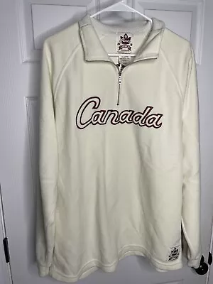 $64.99 • Buy VTG Roots Team Canada 2002 Salt Lake City Olympic Fleece Jacket XL 1/4 Zip White