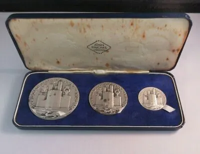 £349.99 • Buy Investiture Of Prince Charles 1969 3 Silver Medal Set John Pinches In Box