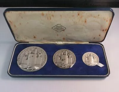£349.99 • Buy Investiture Of Prince Charles 1969 3 Silver Medal Set John Pinches In Box