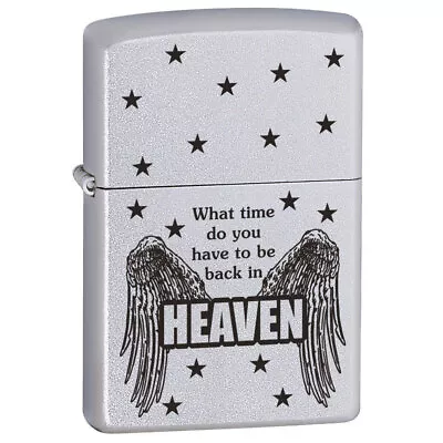 Zippo  What Time  Genuine Satin Chrome Finish Cigar Cigarette Pocket Lighter • $19