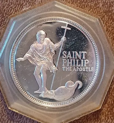 FRANKLIN MINT 1970 STERLING SILVER ART ROUND ST. PHILIP THE APOSTLE 30g • $24.95
