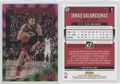 2018-19 Panini Donruss Holo Purple And Green Laser /10 Jonas Valanciunas #43 • $23.54