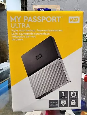 WD 1TB Black-Gray My Passport Ultra Portable External Hard Drive - USB 3.0 NEW  • $48