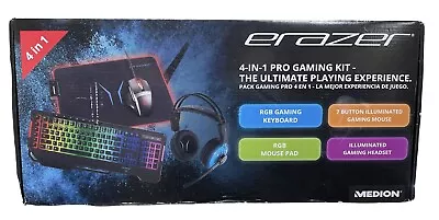MEDION ERAZER 4 In 1 Pro Gaming Kit With Keyboard/ Mouse/ Mouse Pad And Headset • $59.95