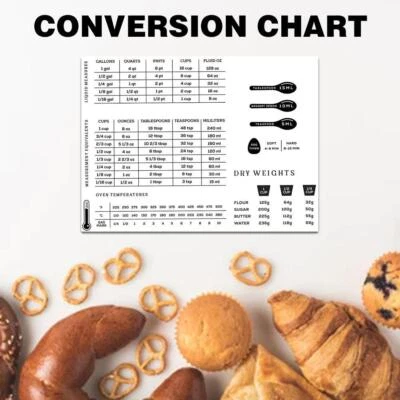 Kitchen Conversion Chart Cooking Times British Metric Weight SiT0 Stickers Y6V5 • £1.57