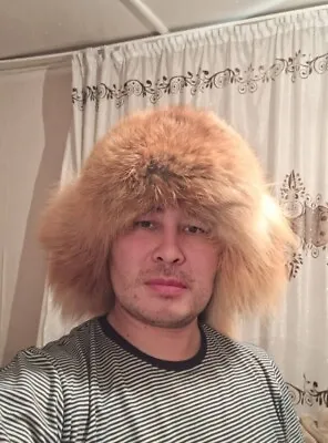 Men’s Fox Fur Hat Kazakh Tymak Russian Ushanka Unisex Winter Headdress National • $195
