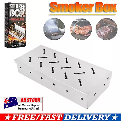 BBQ Smoker Box Grill Wood Chip Smoking Tray Barbecue Accessory Stainless Steel  • $15